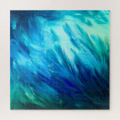 Blaugrüne Feder Abstrakt Puzzle (Horizontal)