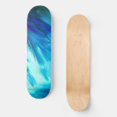 Blaugrüne Feder Abstrakt Skateboard (Vorderseite)