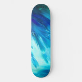 Blaugrüne Feder Abstrakt Skateboard (Vorderseite)
