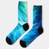 Blaugrüne Feder Abstrakt Socken (Linkes Detail)