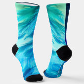 Blaugrüne Feder Abstrakt Socken (Gewinkelt)
