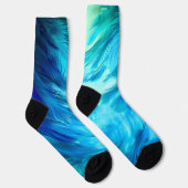 Blaugrüne Feder Abstrakt Socken (Rechts)