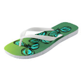 Blaugrüne Flora Retro Flip Flops Badesandalen (Schrägansicht)