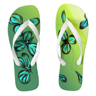 Blaugrüne Flora Retro Flip Flops Badesandalen