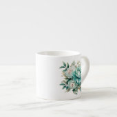 Blaugrüne Floral Espressotasse (Vorderseite Rechts)