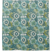 Blaugrüne Florale Boho Botanische Muster Duschvorhang (Vorderseite)
