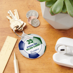 blaugrüne Fußballmannschaft Geschenke unter 10 Jah Schlüsselanhänger