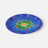 Blaugrüne Gefärbte Krawatte Pappteller (Schrägansicht)