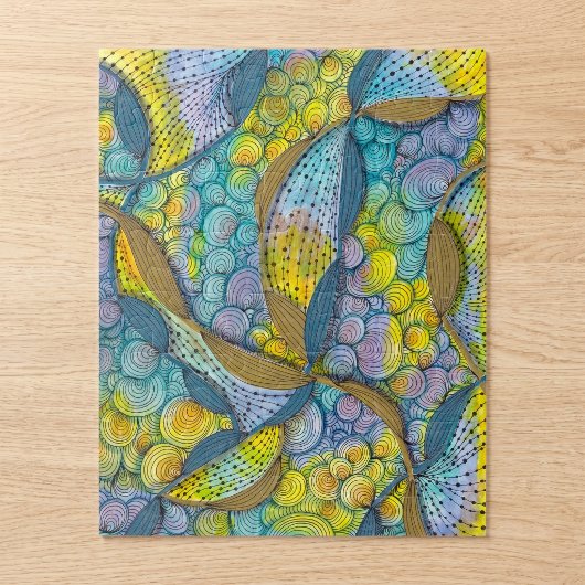 Blaugrüne gelbe abstrakte Wirbel-Doodle-Muster Puzzle