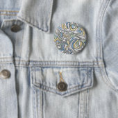 Blaugrüne Gelbe Gitter-Wasserfarben-Kunst Button (Beispiel)