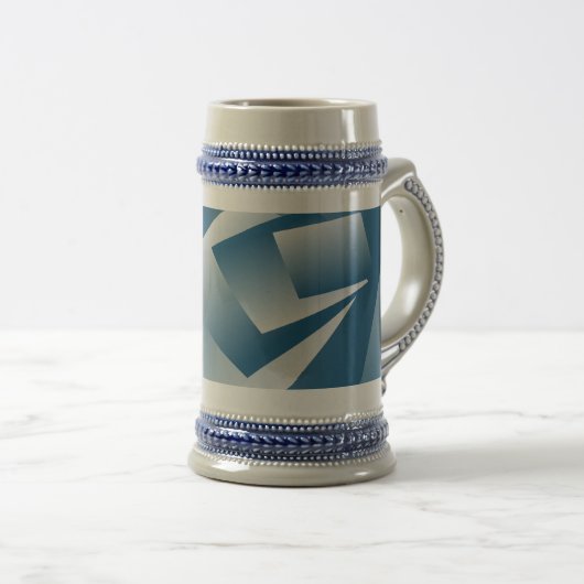 Blaugrüne Geometrie Bierglas (VorderseiteRechts)