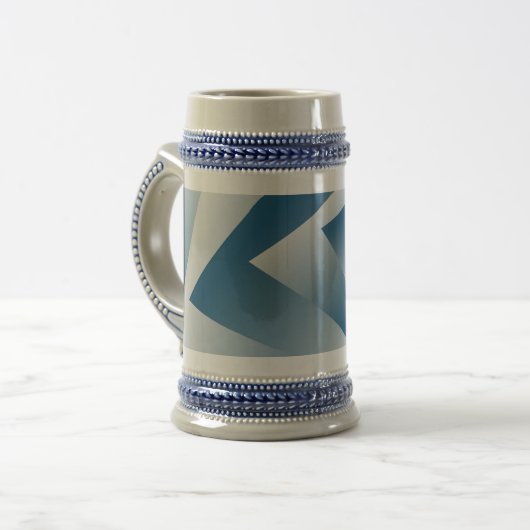 Blaugrüne Geometrie Bierglas (Vorderseite Links)