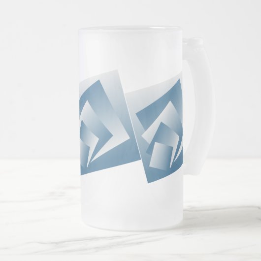 Blaugrüne Geometrie Mattglas Bierglas (VorderseiteRechts)