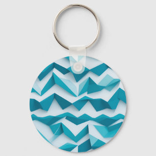 Blaugrüne geometrische Chevron-3D-Muster Schlüsselanhänger
