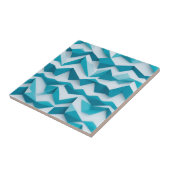 Blaugrüne geometrische Chevron-3D-Struktur Fliese (Seite)