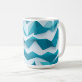 Blaugrüne geometrische Chevron-3D-Struktur Kaffeetasse (VorderseiteRechts)