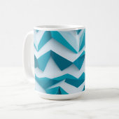 Blaugrüne geometrische Chevron-3D-Struktur Kaffeetasse (Vorderseite Links)