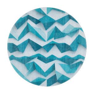 Blaugrüne geometrische Chevron-3D-Struktur Schneidebrett