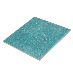 Blaugrüne Glitzerfunken Fliese