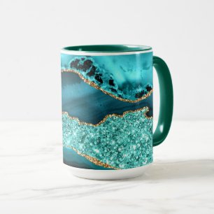 Blaugrüne Gold Glitter Kaffeetasse