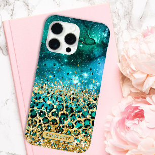Blaugrüne Gold Leopardendruck Galaxy Personalisier Case-Mate iPhone Hülle