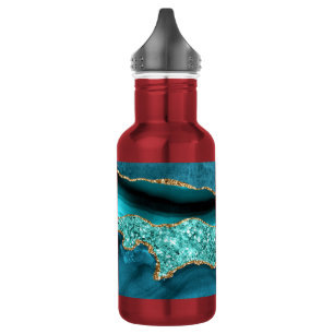 Blaugrüne Goldmarmor Aquamarin Türkis Wasserflasch Edelstahlflasche