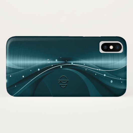 Blaugrüne Imitate Metallische Moderne dynamische W Case-Mate iPhone Hülle (Rückseite (Horizontal))