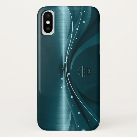 Blaugrüne Imitate Metallische Moderne dynamische W Case-Mate iPhone Hülle (Rückseite)