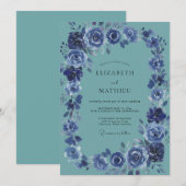 Blaugrüne Indigo Hochzeit Einladung (Vorne/Hinten)