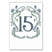 Blaugrüne Jugendstil-Hochzeit Tischnummer (Vorderseite)