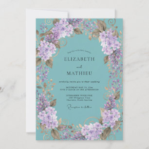 Blaugrüne Lavendel-Botanik-Romantik-Hochzeit Einladung