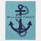 Blaugrüne Linde mit rustikalem blauer Hochzeitshau Fleecedecke (Vorderseite)