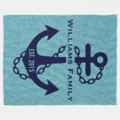 Blaugrüne Linde mit rustikalem blauer Hochzeitshau Fleecedecke (Vorderseite (Horizontal))