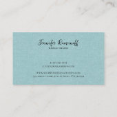 Blaugrüne Linen Textur Print schwarze Typografie Visitenkarte (Rückseite)