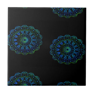 Blaugrüne Mandala Fliese