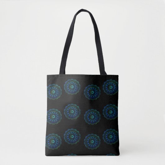 Blaugrüne Mandala Tasche (Vorderseite)