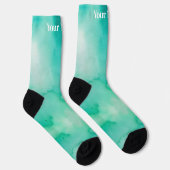 Blaugrüne Marmorierung | Benutzerdefinierter Name Socken (Rechts)