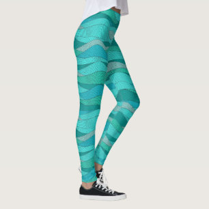 Blaugrüne Meereswellen Leggings