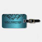 Blaugrüne Metallic- und Black Lace Gepäckanhänger (Vorderseite horizontal)