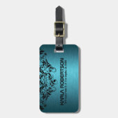 Blaugrüne Metallic- und Black Lace Gepäckanhänger (Vorderseite vertikal)