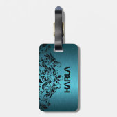 Blaugrüne Metallic- und Black Lace Gepäckanhänger (Rückseite vertikal)