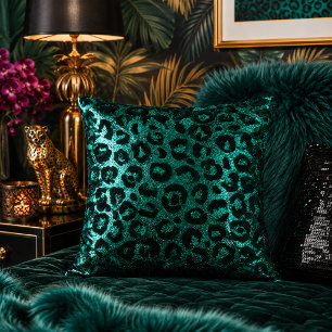 Blaugrüne Metallische Leopardenprint-Tiermuster Kissen