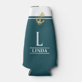 Blaugrüne Mit Monogramm Flasche Cooler Flaschenkühler (Vorderseite)