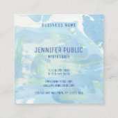 Blaugrüne, moderne Abstrakte Monogramm-Vorlage Quadratische Visitenkarte (Rückseite)