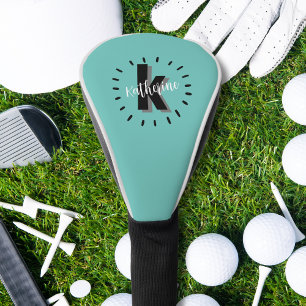 Blaugrüne moderne Monogramm-Initiale Golf Headcover
