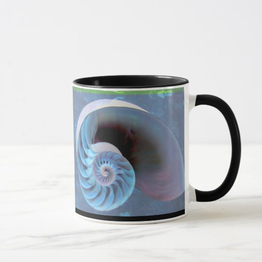 Blaugrüne Nautilus-Spirale-Tasse Tasse (Rechts)