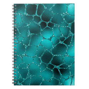 Blaugrüne Ombre-Glamour-Glitter-Giraffenflecken-Mu Notizblock