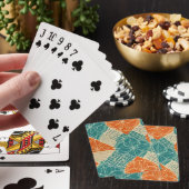 Blaugrüne, orange und beige abstrakte Blumen Spielkarten (In Situ)