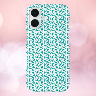 Blaugrüne Paisley-Blumen Nahtloses Muster iPhone 16 Hülle