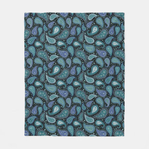 Blaugrüne Paisley-Blumenmuster Fleecedecke